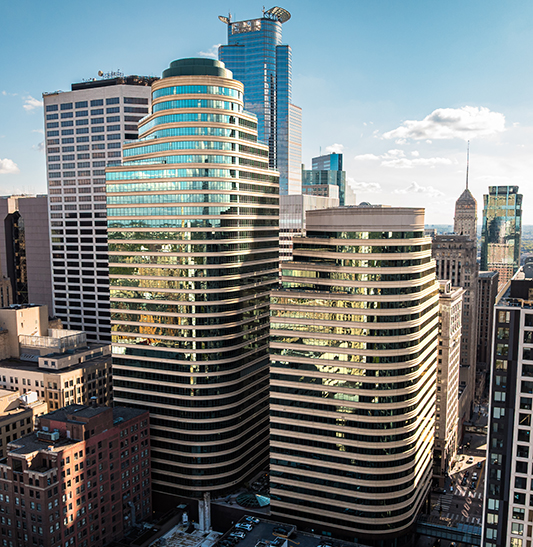 Urban office development exterior view