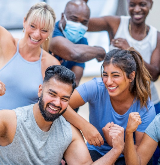 Group flexing muscles